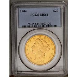 	1904 $20 MS64 PCGS. This attentively struck and thorou 1904