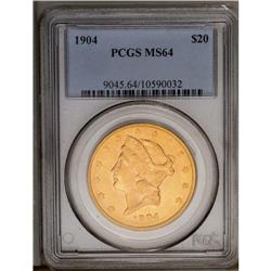 	1904 $20 MS64 PCGS. Fully brilliant with satiny yellow 1904