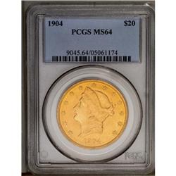 	1904 $20 MS64 PCGS. Lovely olive-gold toning and pleas 1904
