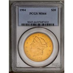 	1904 $20 MS64 PCGS. Sharply struck on the design eleme 1904