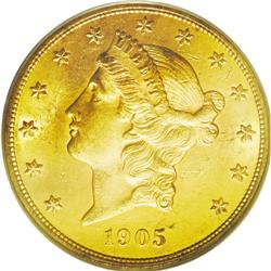 	1905 $20 MS62 PCGS. After producing the prodigious sum 1905