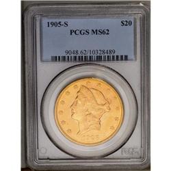 	1905-S $20 MS62 PCGS. This is an important issue, due 1905-S