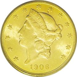 	1906-S $20 MS63 PCGS. Minimally abraded with pale gree 1906-S