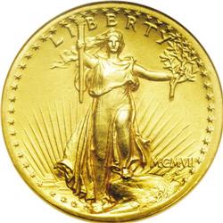 	1907 $20 High Relief, Flat Rim MS62 NGC. The striking 1907