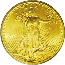 	1907 $20 Arabic Numerals MS65 PCGS. Luster is unbroken 1907