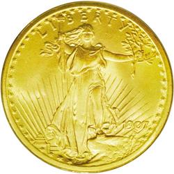 	1907 $20 Arabic Numerals MS66 PCGS. A spectacular gree 1907