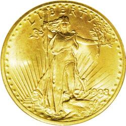 	1908 $20 No Motto MS66 NGC. The Short Rays Obverse, id 1908