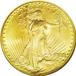 	1908 $20 No Motto MS66 NGC. Short Rays Obverse. This l 1908