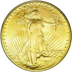 	1908 $20 No Motto MS66 PCGS. Ex: Wells Fargo Nevada Go 1908