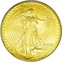 	1908 $20 No Motto, Wells Fargo MS66 PCGS. Short Rays O 1908