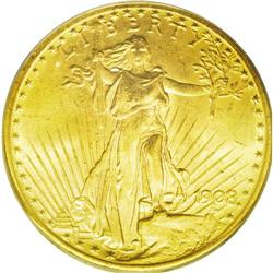 	1908 $20 Motto MS64 ICG. While more than 4 million No 1908