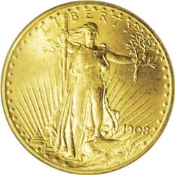 	1908 $20 MOTTO MS65 PCGS.From The Jackson Hole Collect 1908