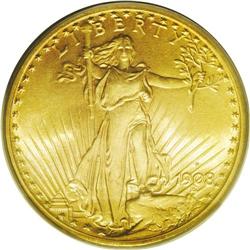 	1908-S $20 MS66 PCGS.From The Jackson Hole Collection. 1908-S