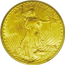 	1909/8 $20 MS62 PCGS. The 1909/8 is the most dramatic 1909/8