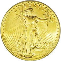 	1909/8 $20 MS63 PCGS. This popular overdate representa 1909/8