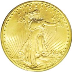 	1909/8 $20 MS64 PCGS.From The Jackson Hole Collection. 1909/8