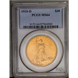 	1910-D $20 MS64 PCGS. A pleasing near-Gem example of t 1910-D