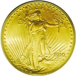 	1910-D $20 MS66 PCGS. This shimmering orange-gold doub 1910-D