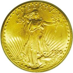 	1910-D $20 MS66 PCGS. Exceptional quality for this dat 1910-D