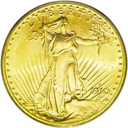 	1910-S $20 MS65 PCGS. Another double eagle issue commo 1910-S