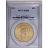 Image 3 : 	1911 $20 MS64 PCGS. This near-Gem portrays the usual s 1911