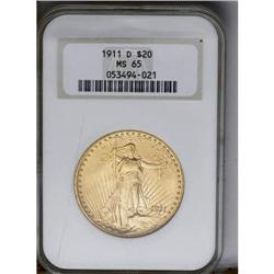 	1911-D $20 MS65 NGC. An impressive pre-war type coin t 1911-D