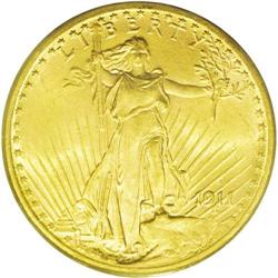 	1911-S $20 MS65 PCGS. Lustrous and frosty surfaces exh 1911-S