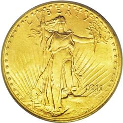 	1911-S $20 MS65 PCGS. Highly attractive with brilliant 1911-S