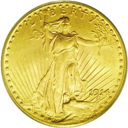 	1914 $20 MS63 PCGS. A satiny green-gold representative 1914