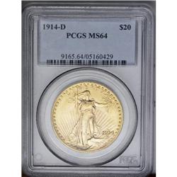	1914-D $20 MS64 PCGS. A sharply struck and lustrous do 1914-D