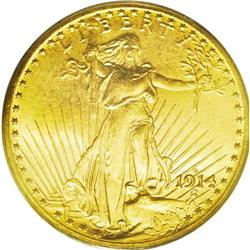 	1914-D $20 MS65 PCGS. The 1914-D Saint-Gaudens is know 1914-D