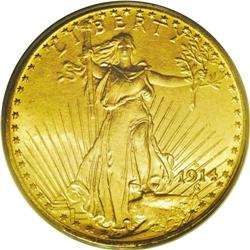 	1914-D $20 MS65 PCGS. This alluring Gem specimen offer 1914-D