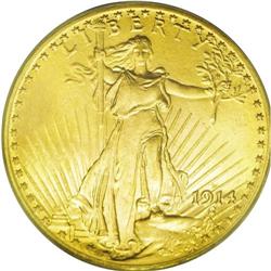 	1914-D $20 MS65 PCGS. This is a satiny Gem with rich h 1914-D
