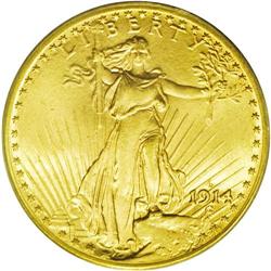 	1914-D $20 MS65 PCGS. Sharply struck in all areas, the 1914-D