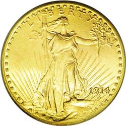 	1914-D $20 MS66 PCGS. A boldly struck Premium Gem that 1914-D