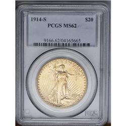 	1914-S $20 MS62 PCGS.From The Jackson Hole Collection. 1914-S