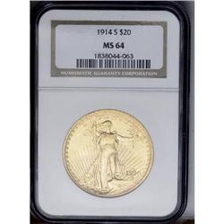 	1914-S $20 MS64 NGC. One of the more available mintmar 1914-S