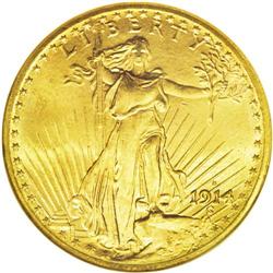 	1914-S $20 MS66 NGC. A sharply struck Premium Gem with 1914-S