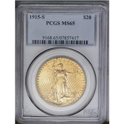	1915-S $20 MS65 PCGS. A pleasing Gem with rich honey-g 1915-S