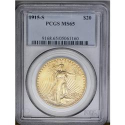 	1915-S $20 MS65 PCGS. This is a delightful Gem with th 1915-S