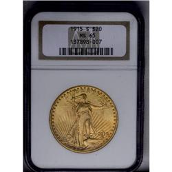 	1915-S $20 MS65 NGC. Both sides are enveloped in blazi 1915-S
