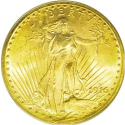 	1916-S $20 MS66 ICG. A lustrous khaki-gold high grade 1916-S