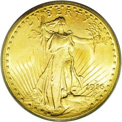 	1916-S $20 MS66 PCGS. Although common in all Mint Stat 1916-S