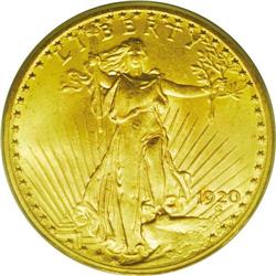 	1920 $20 MS64 PCGS. This is a condition rarity, common 1920