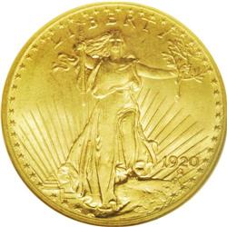 	1920 $20 MS65 NGC. After a three year intermission, a 1920