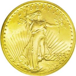 	1922 $20 MS65 PCGS. Boldly defined for this lesser see 1922