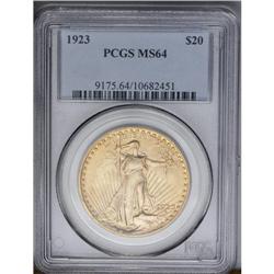 	1923 $20 MS64 PCGS. Glowing luster emanates from apric 1923