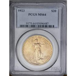 	1923 $20 MS64 PCGS. A lustrous salmon-pink double eagl 1923