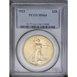 	1923 $20 MS64 PCGS. A boldly detailed straw-gold repre 1923