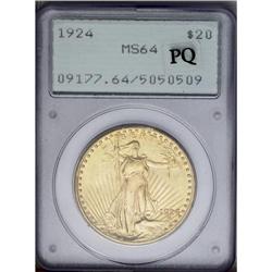 	1924 $20 MS64 PCGS. Luster bathes the unblemished surf 1924